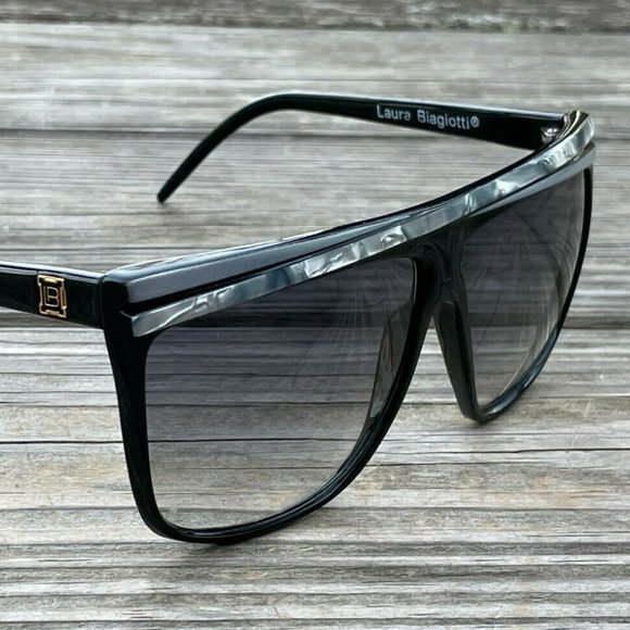 Accessories - Laura Biagiotti Sunglasses Vintage Black Eye Wear Big Face Made in Italy P-18113